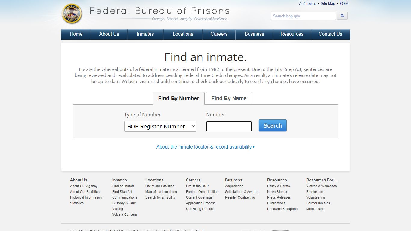 Inmate Locator - Federal Bureau of Prisons